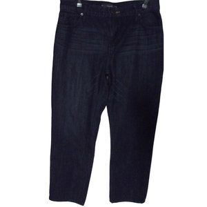 Express Size 0 High Rise Crop Jeans cropped whiskered dark blue xs